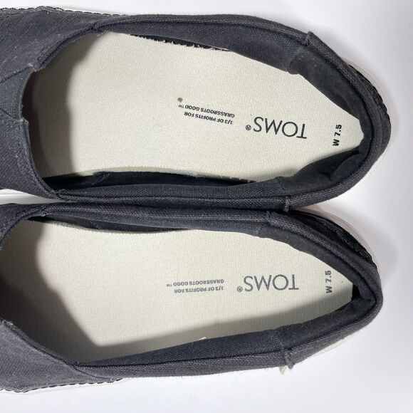 TOMS Parker Womens Platform Slip On Sneaker Flat Sz 7.5 Black - Picture 6 of 8